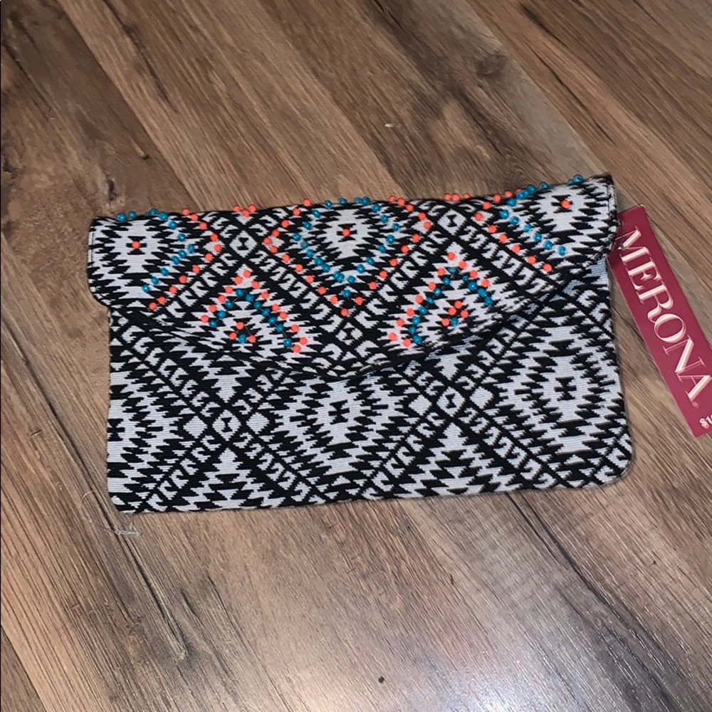 Black & white tribal clutch